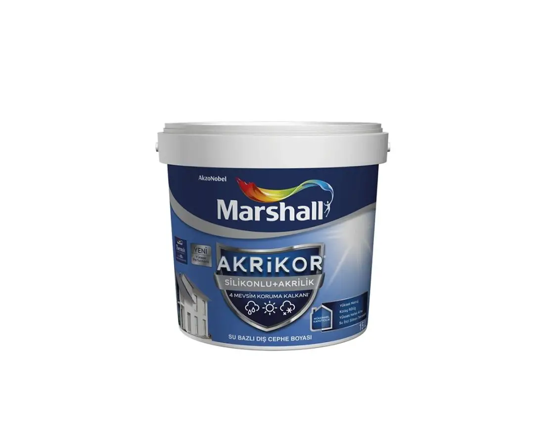 საღებავი ექსტ.akrikor siliconedacrylic marshall 2.5ლტ თეთრი — ექსტერიერის საღებავი